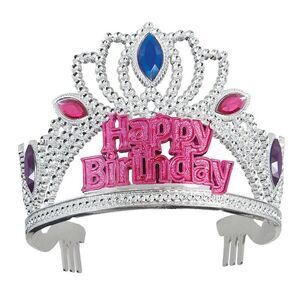Unique Party Faux Gemstone Happy Birthday Tiara / Silver/Multicolored